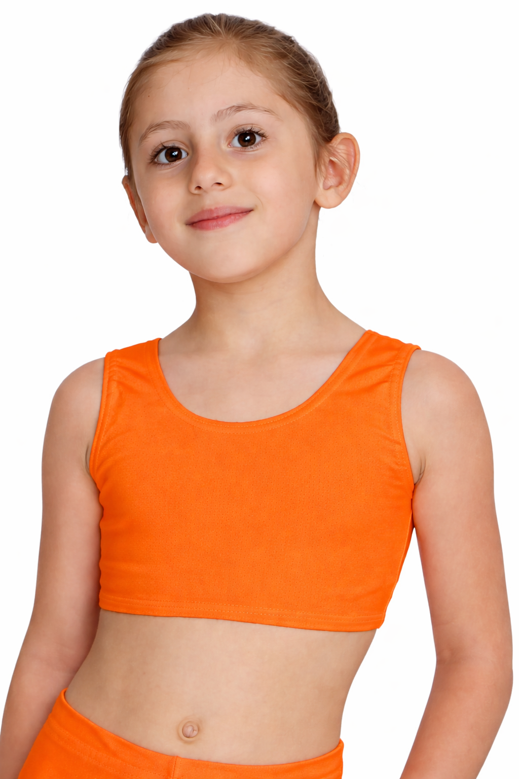 TOP DANZA LYCRA CORTO CON SPALLINE SPESSE ARANCIONE BABY